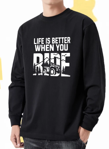 

T shirt men autumn Aesthetic clothing Comfortable Long sleeves Graphic tee Life Better Men clothing Daily Printed tshirt Gym Y2k