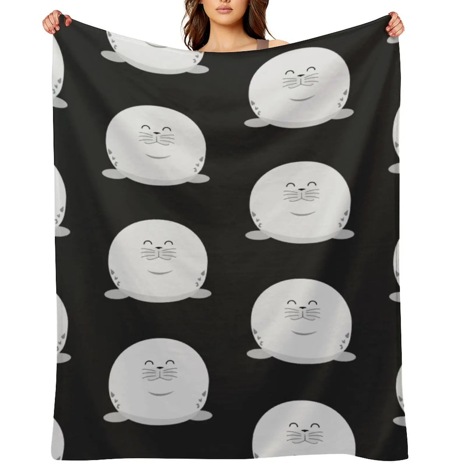 Cute Chonky Harp Seal Throw Blanket Polar warm winter Luxury Loose Blankets