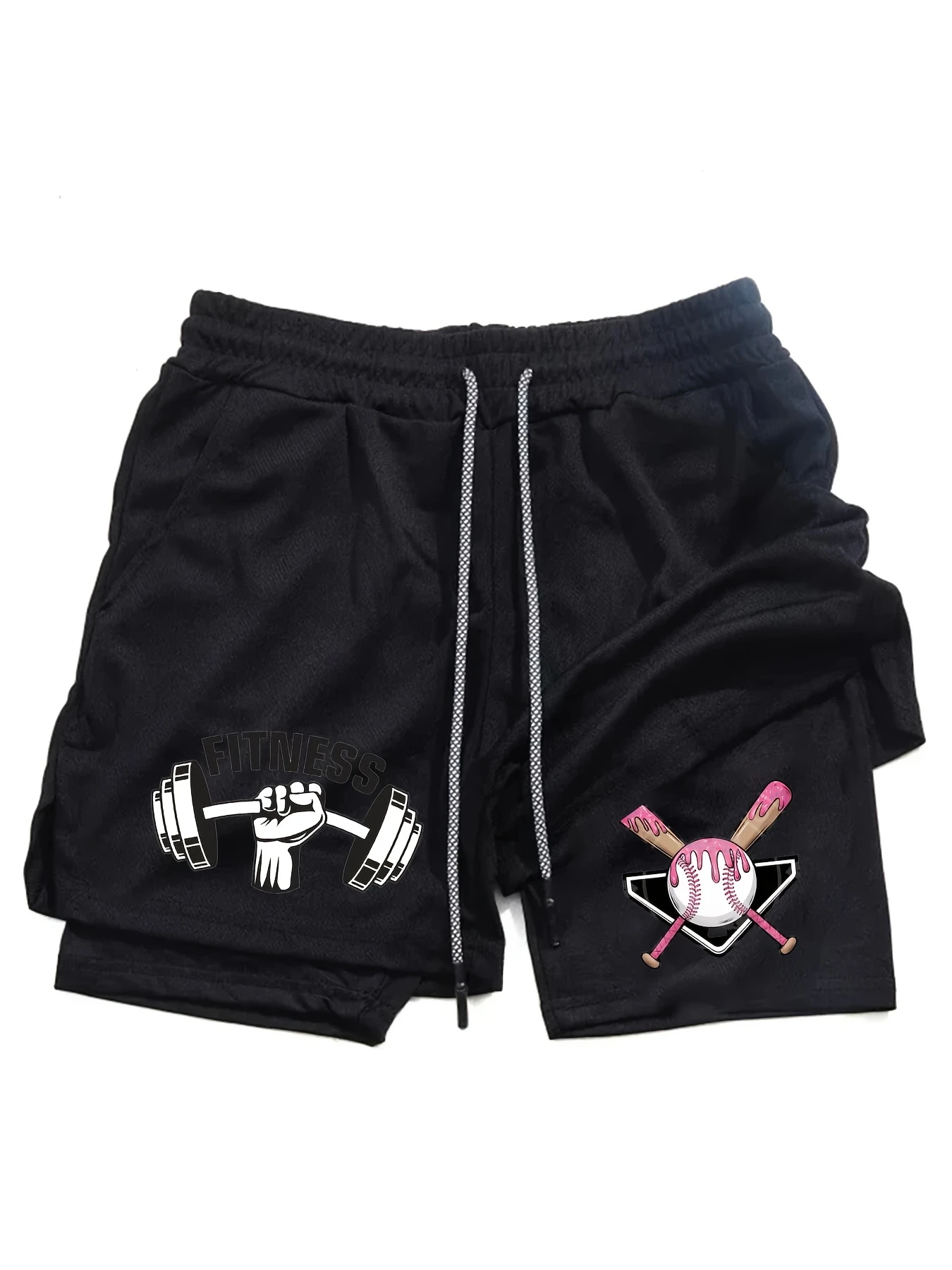 Men's Multi-Functional Double-Layer Fabric Shorts with Built-in Phone Hook and Towel Pocket, Ideal for Summer or Sports Season