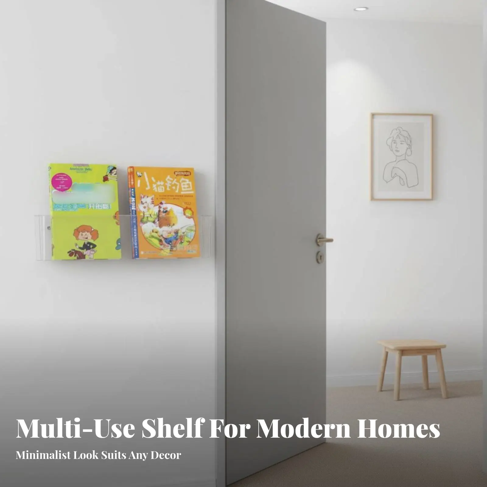 

Surface Surface-Mounted Picture Book Rack Hook-and-Loop Mounting Installation Surface Surface Shelf Easy to Install Safe Rounded