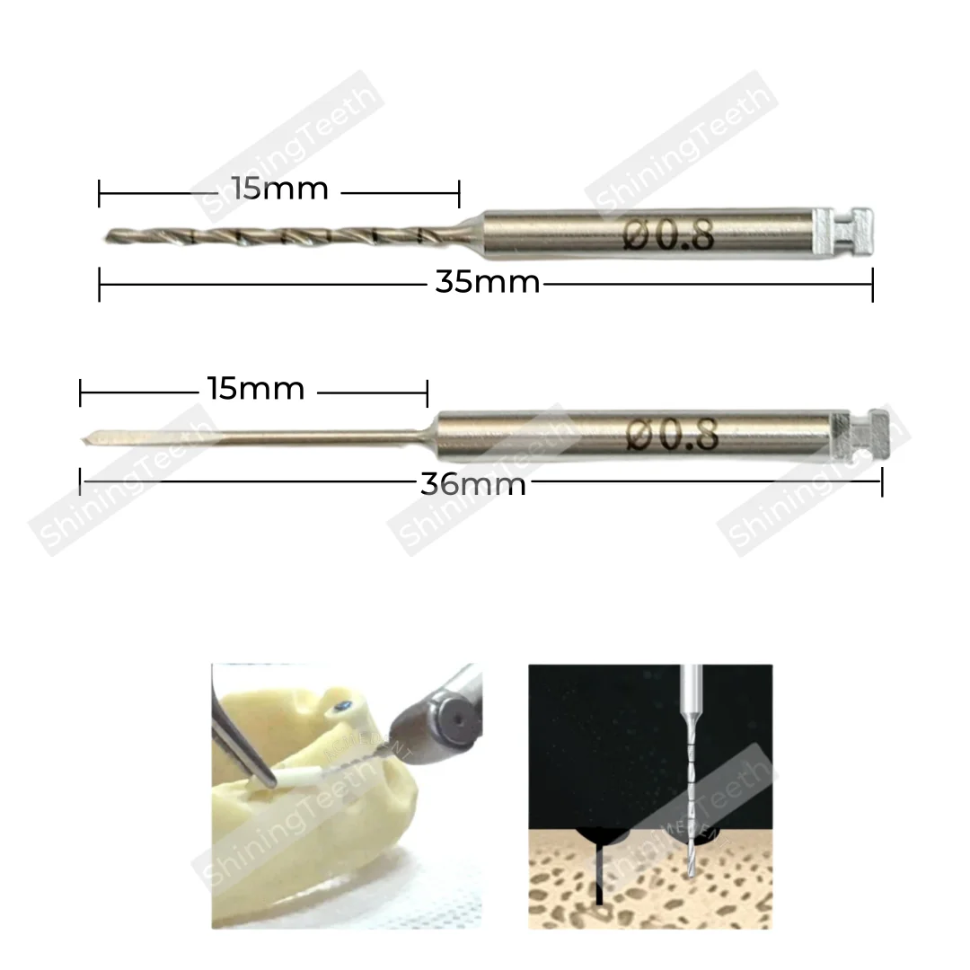 

Стоматологическая костная винтовая пилотная дрель Спиральная дрель Перфорированная кортикальная дрель Наконечник φ0,8 мм