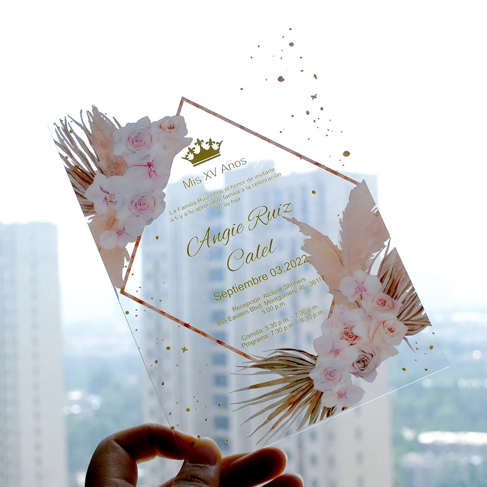 Custom Photo Wedding Invitations, Clear Acrylic Wedding Invitation Cards, Unique Invitation with Envelopes, Plexiglass, UV Print