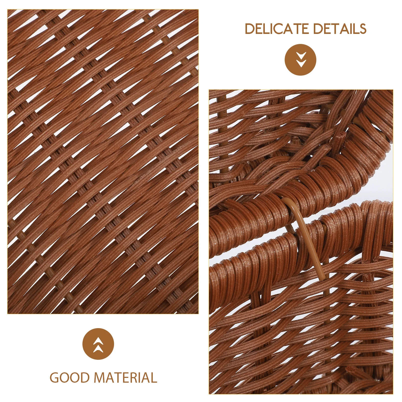 1 قطعة سلة النزهة المنسوجة صندوق تخزين سعة كبيرة للتخييم في الهواء الطلق التنزه الشواء ريفي نمط تقليد الروطان يعوق المنزل #6