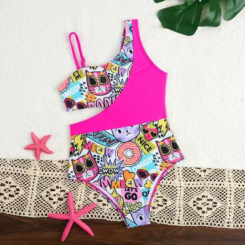 

2026 Printed Girls Swimsuit One Piece Kids Swimwear Female Children Bathers Bathing Swimming Swim Suit Summer Beachwear