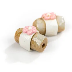 28mm 2pcs Flower Spcial Distressed Retro Porcelain Bulk Beads Ceramic Jewelry Accessories Special Jewelry Handmade #XN347