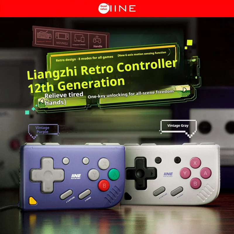 IINE Mini Controller Retro Ananke Gen 2 Mini Game Controller Long Battery Life Bluetooth Gamepads RetroPocket Gamepad Controller