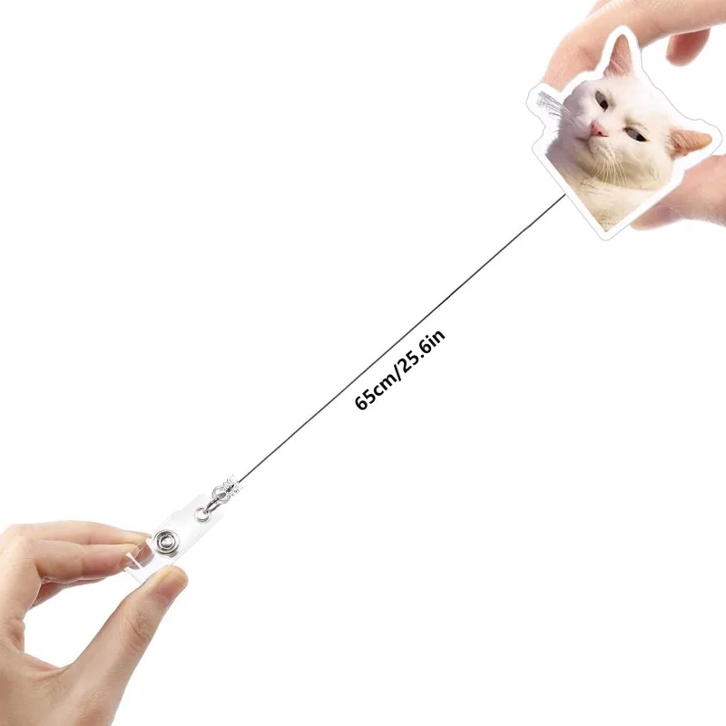 

Забавный брелок с изображением кошачьих мемов, выдвижной ремешок, держатель для именной бирки, акриловые катушки для значков с мемами, офисные катушки