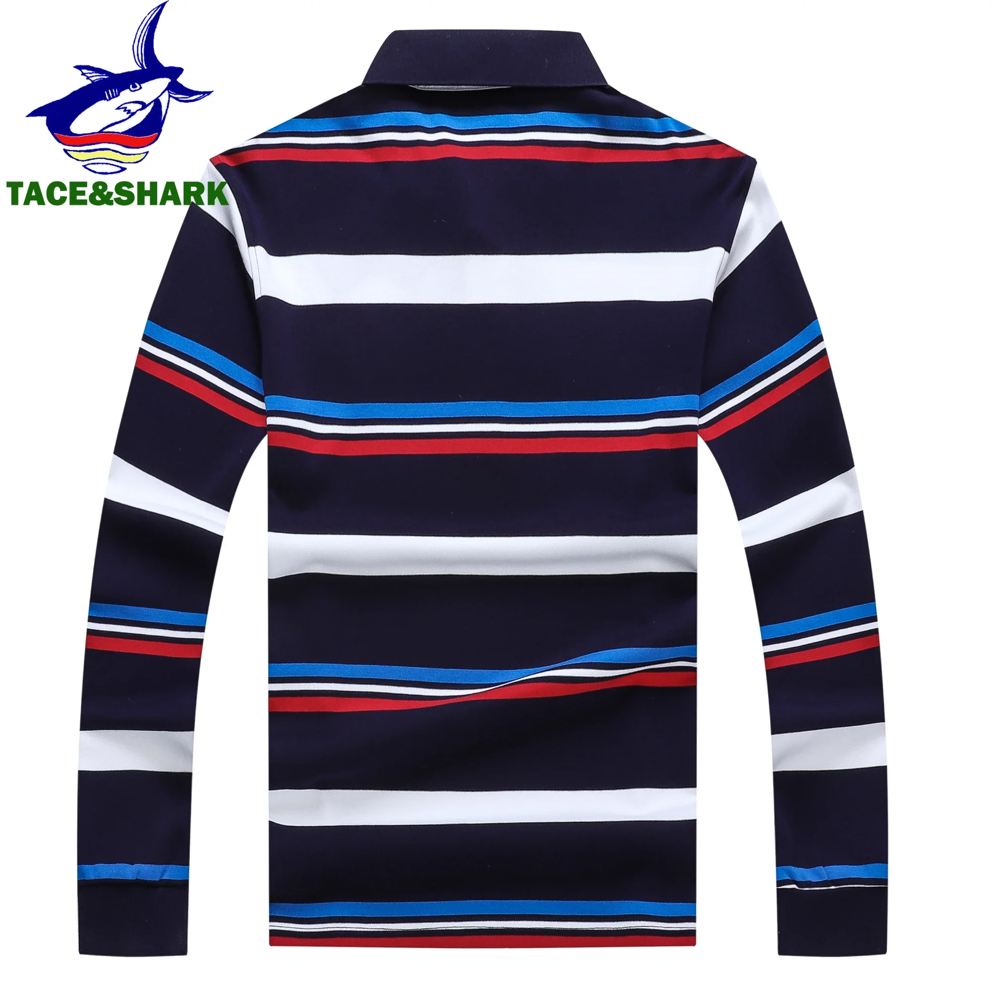 TACE&SHARK Brand Polo Shirt High Quality Men Long Sleeve Striped Comfortable Camisa Polo Shirts 2023 Polo Homem