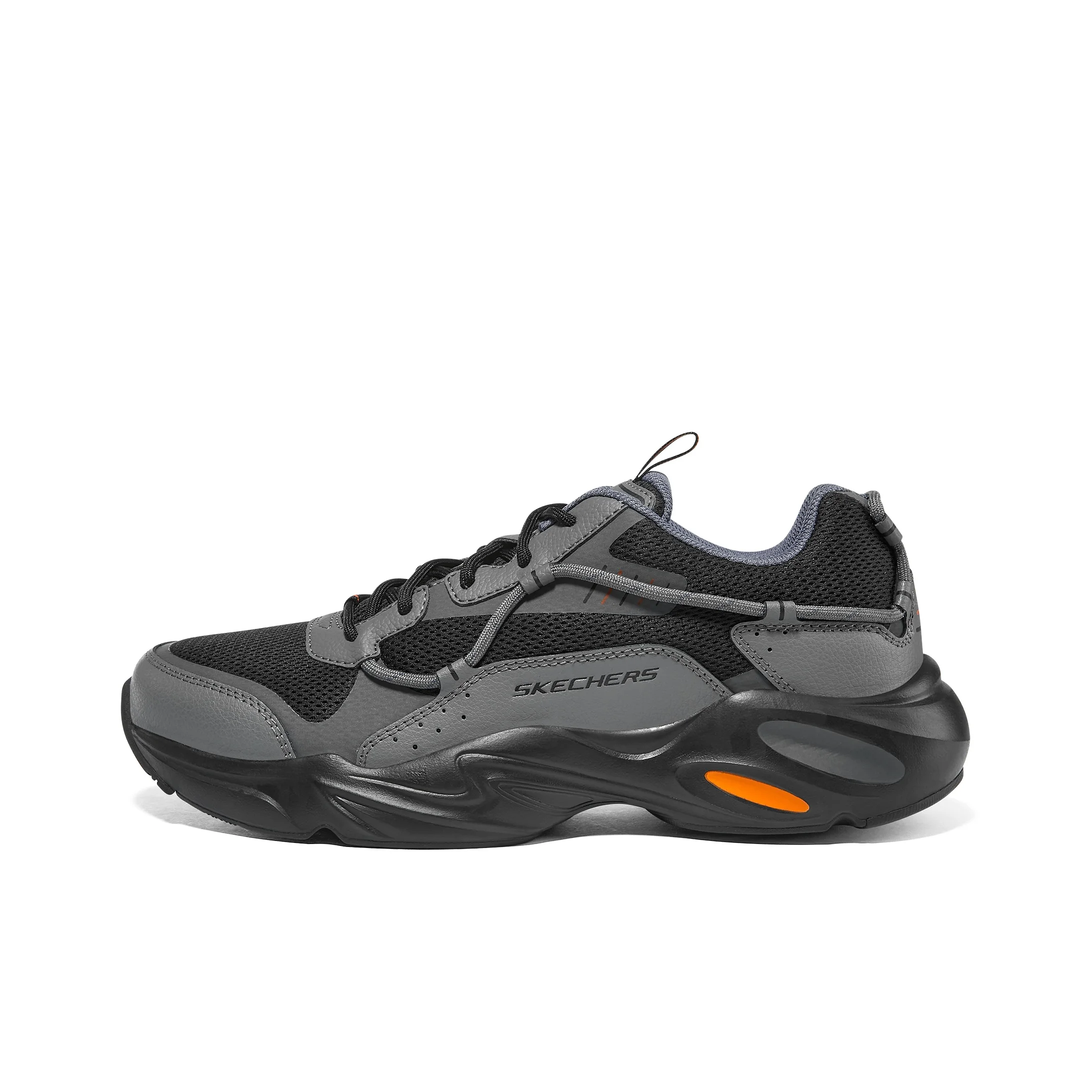 Skechers Stamina Airy Chunky Sneakers Men's Mid Top Black/Gray/Orange 237430-CCBK