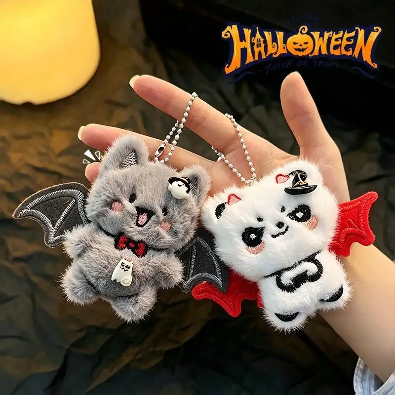 Funny Halloween Plush Keychain Pumpkin Bat Kawaii Cartoon Plush Pendant Decoration Soft Furry Bag Pendant Gift Giving
