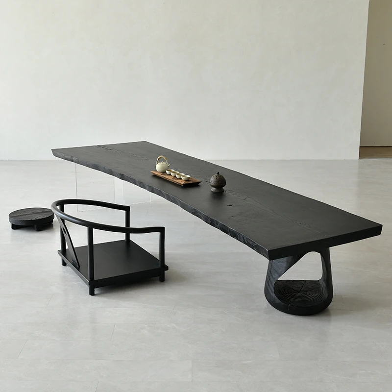 

Carbonized black solid wood, household small tea table, ash wood tatami mat, bay window, small