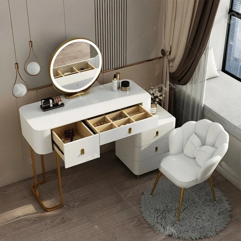 #White Light Luxury Nordic Bedroom Vanity makeup Table Organizer Smart Dressing Table With Wireless Charging - view 5