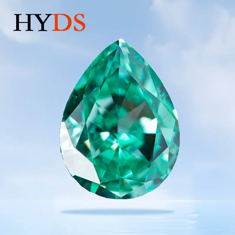 

Cubic Zirconia Paraiba Color Crushed Ice Cut Pear Shape Charms Beads for Diy Jewelry Making Necklace Materials No Certificate