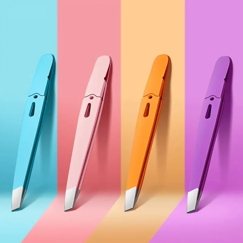 눈썹 족집게 다채로운 색상의 미용용 가는털 제거기 스테인리스 스틸 사선 눈썹 클립 제거 메이크업 도구