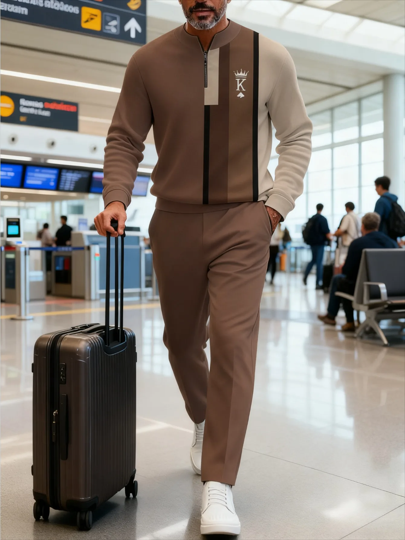 メンズデジタルプリントのおしゃれなカジュアルフード付きセット（2点セット）