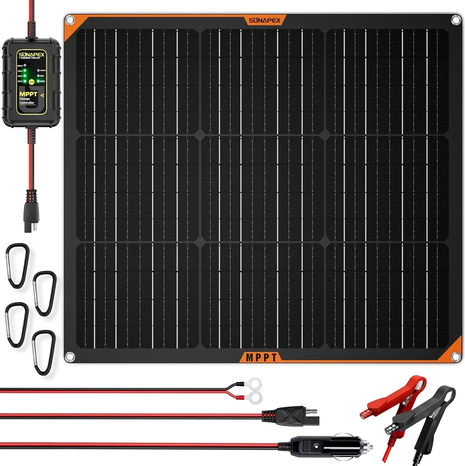 

Sunapex 50W Flexible Solar Panel With Mppt Charge Controller, Solar Battery Charger Maintainer, 12V Waterproof Solar Trickle