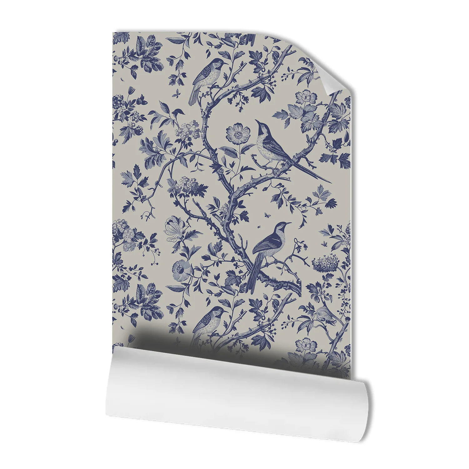 Chinoiserie Bird Floral Wallpaper Peel and Stick Vintage Flowers Contact Paper Removable Self Adhesive Wall Sticker Home Decor