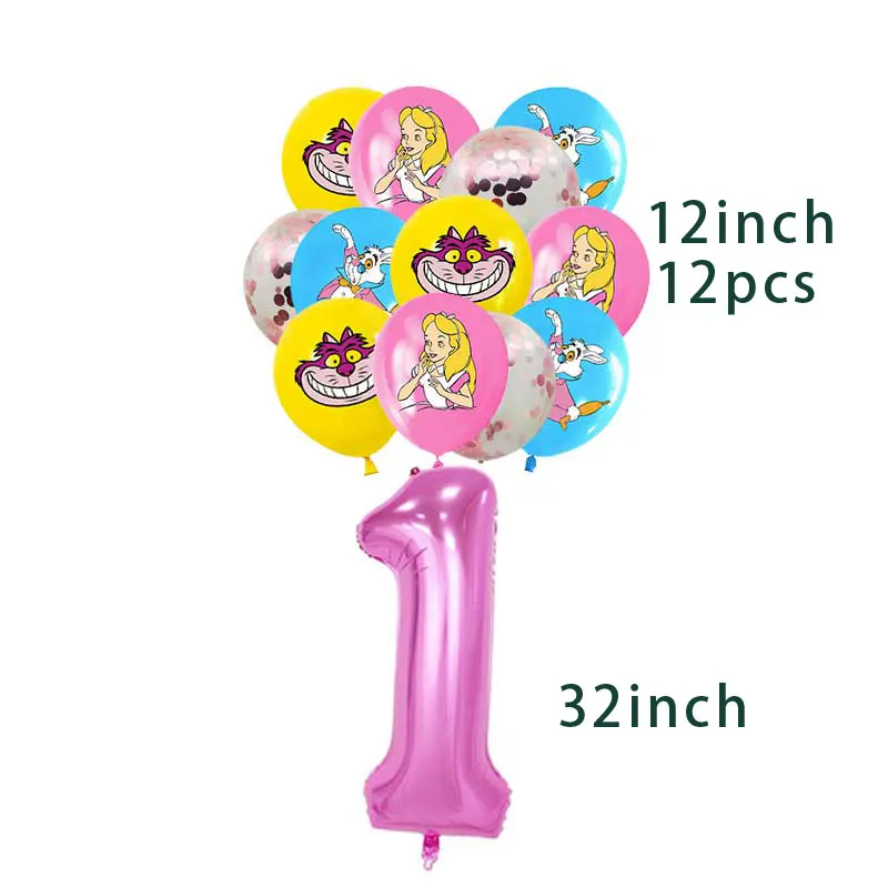 

Alice in Wonderland latex balloon with 1-10 number girl Birthday Party supplies Decoration Ballon Kindergarten Baby Shower Gift