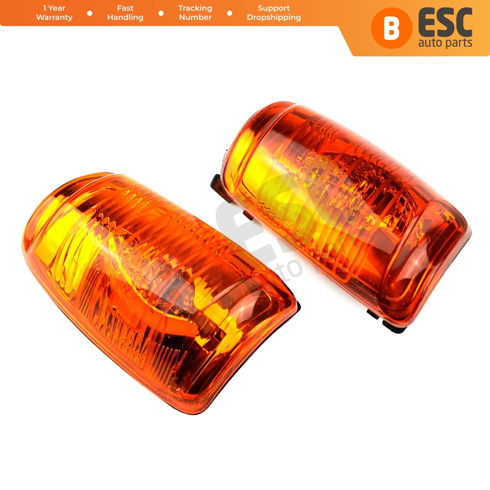 ESC Auto Parts ESP593 Side Door Wing Mirror Orange Indicator Lamp Lens 1847390-1847388 Left and Right for Ford Transit 2013-On