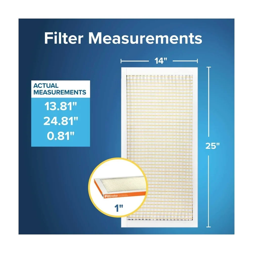 14x25x1 HVAC Air Filter MPR 800 MERV 10 Micro Particle Reduction Pleated Replacement Filter 3 Month Use Residential Pack of 2