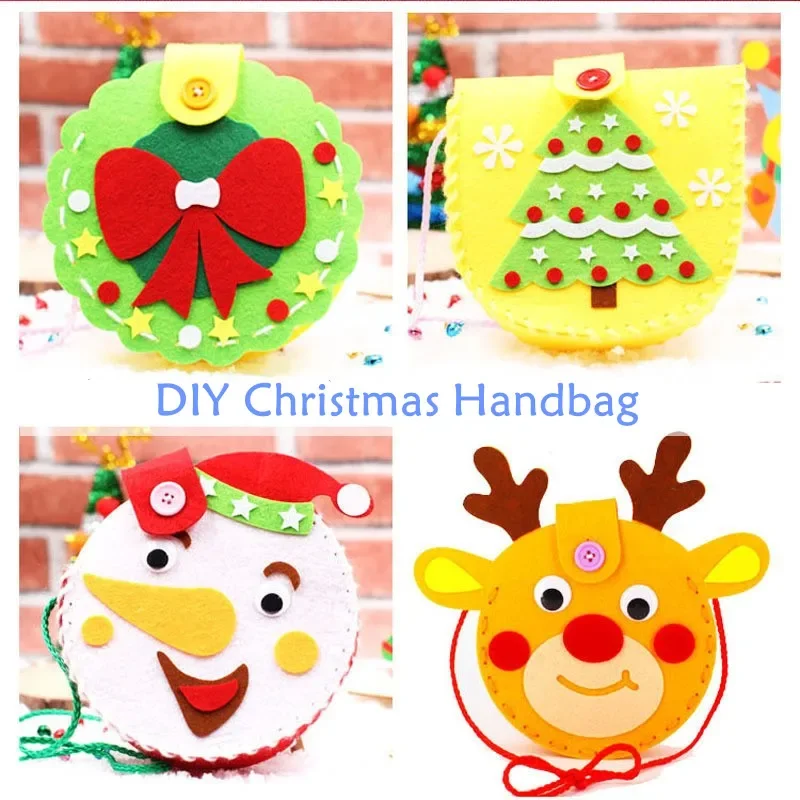 DIY Christmas Decoration Handicraft Craft Toys Socks Hat Handbag Kindergarten Handmade Materials Kits Kids Gifts