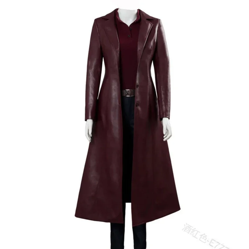 Jaqueta longa roupas femininas streetwear cor sólida steampunk gótico lapela motociclista jaqueta S-5XL mulher trench coat de couro falso