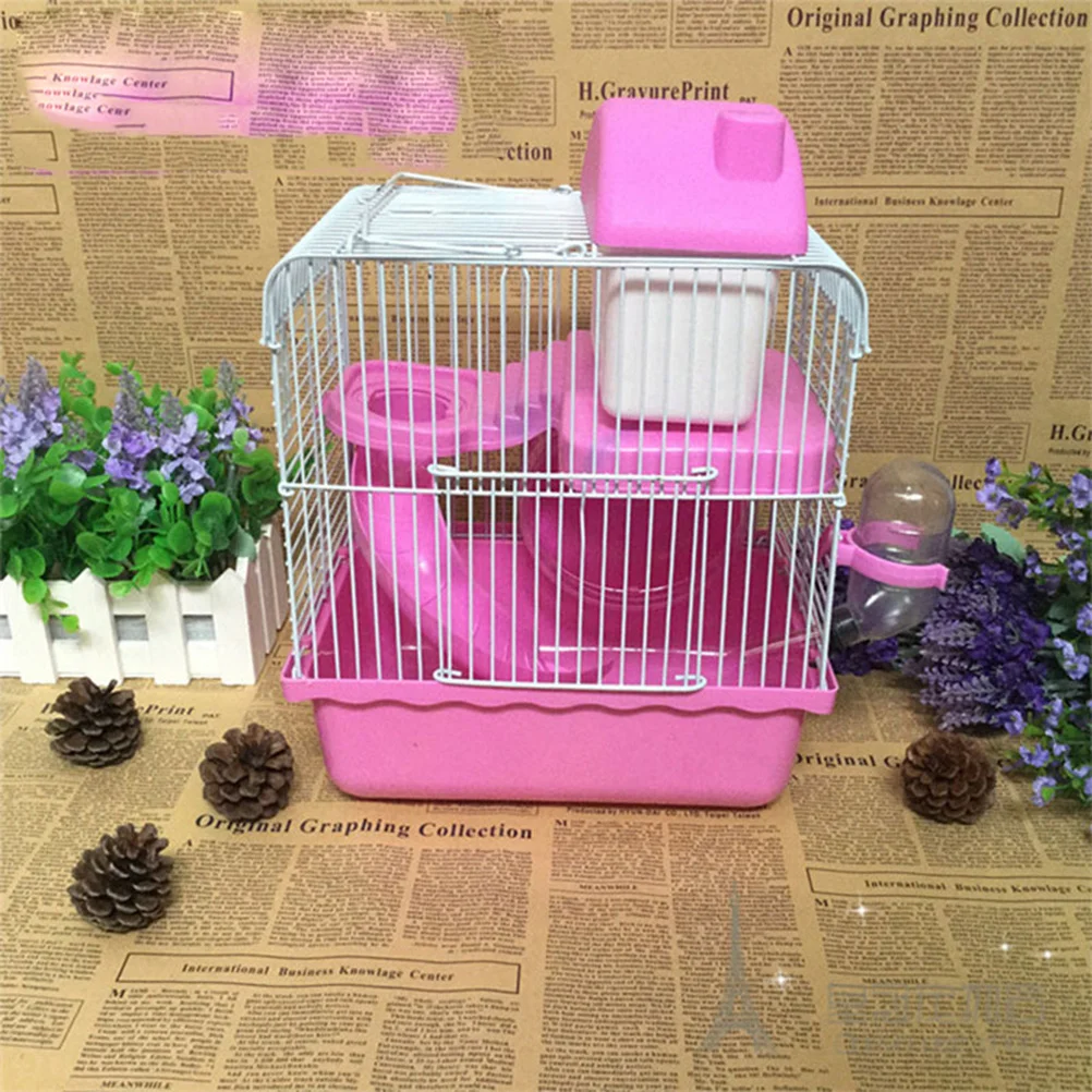 Hamster Cage Double Layer Hamster Cage Acrylic Portable Small Pets House Chinchilla Hamster House  Plastic Pet Travel Rat