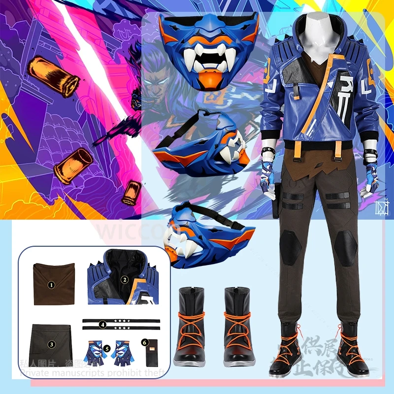 

Game Valorant Yoru Cosplay Costume Full Set Pants Shoes Coat Outfits Mask Y2K Accessory Props Adult Halloween Party Customized