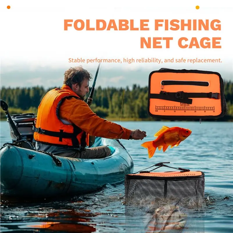 

ABLB-Плавающая рыболовная корзина, сетчатый защитный контейнер для рыбы, складная рыболовная сетка-клетка, подвесное снаряжение