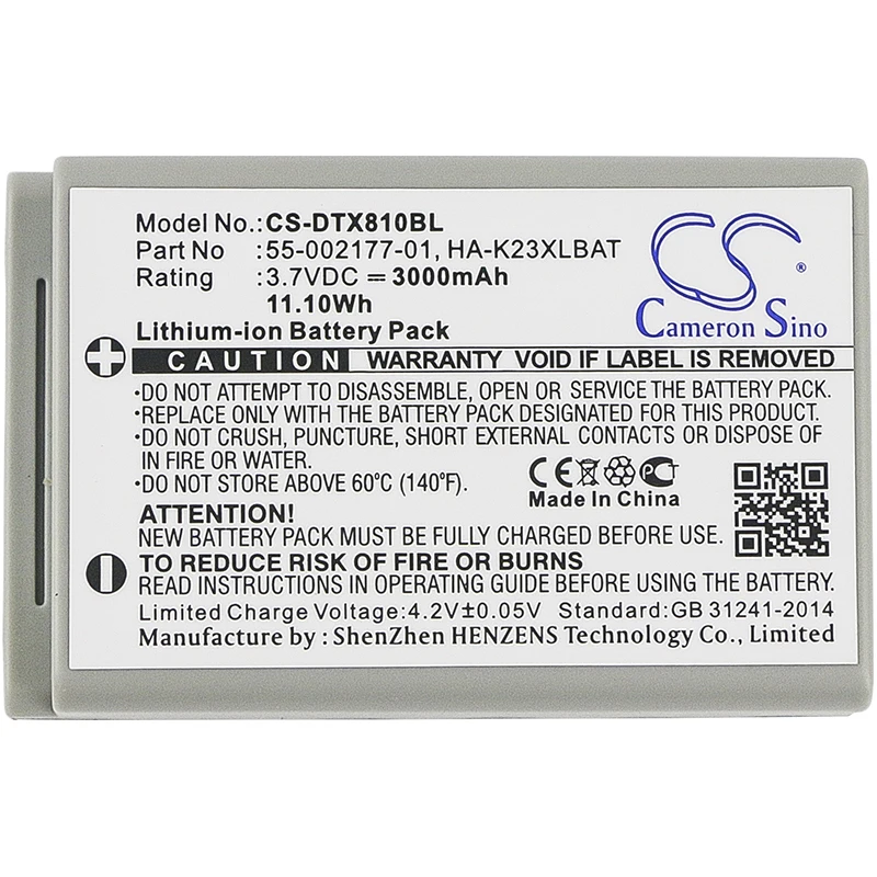 

Li-ion Barcode Scanner Battery for Casio, 3.7V, 3000mAh, Compatible Models: DT-X200, DT-X200-10E