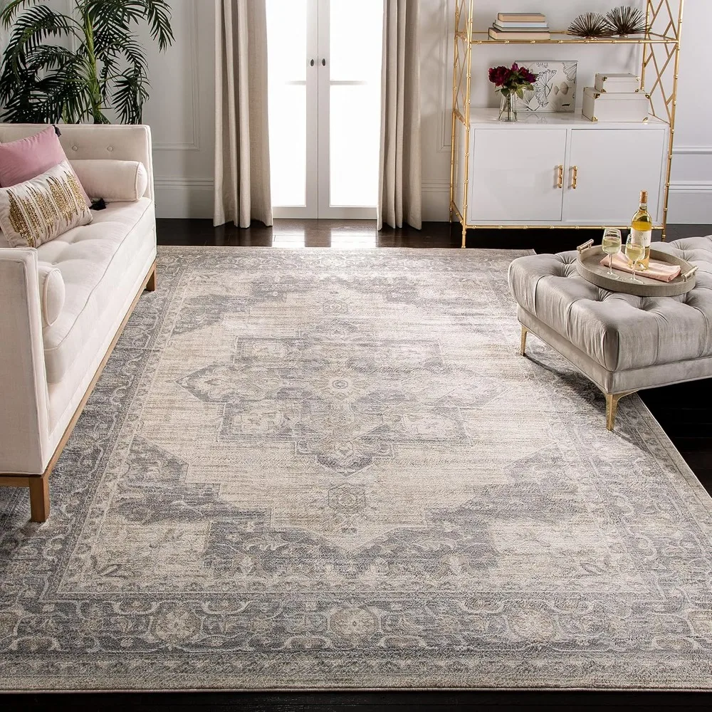 

Large Area Rug, Medallion Distressed Design, Non-Shedding & Easy Care, Ideal for High Traffic Areas in Living Room, Bedroom, Rug