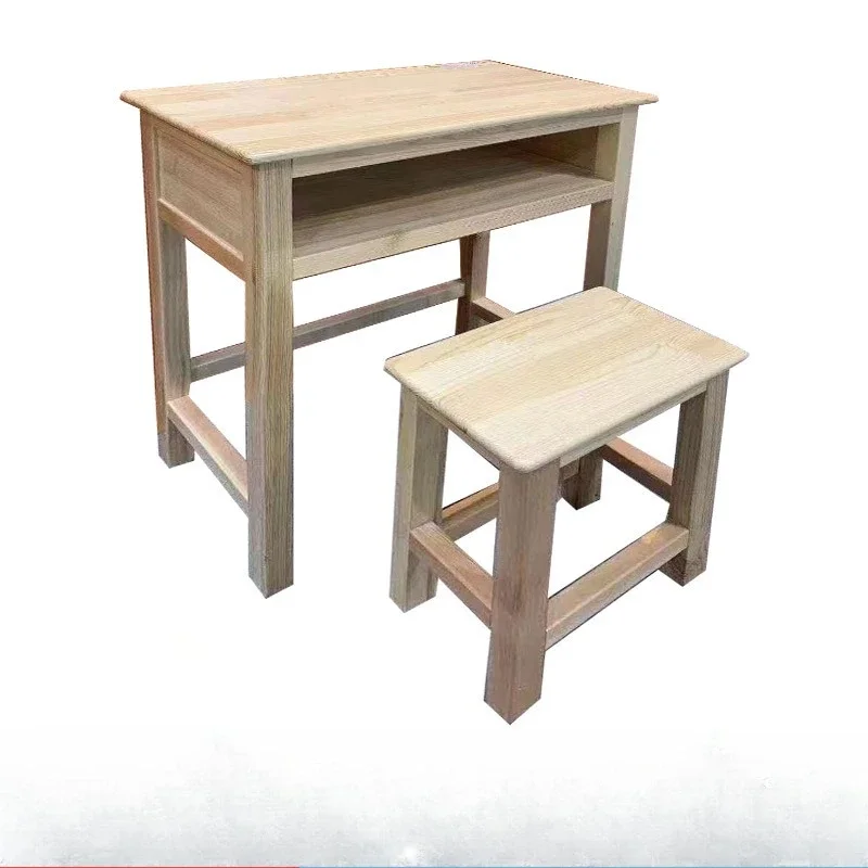 

School solid wood desks and chairs single study table kindergarten desks and chairs solid wood home multi-function