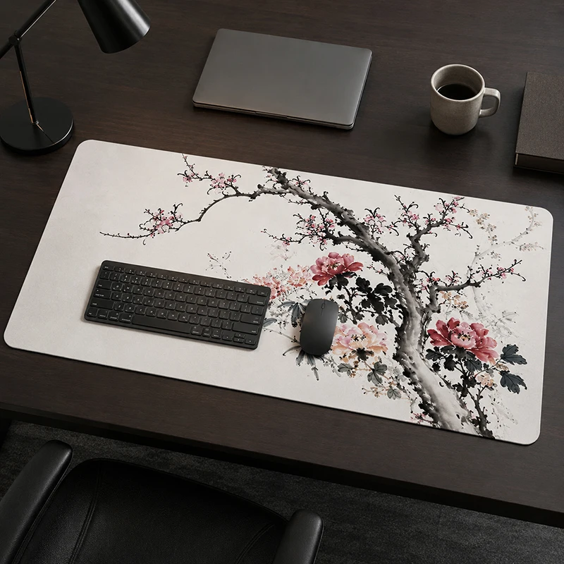 Mouse Pad Gamer Ink Plum Blossom Tree printon demand Large HD Mousepad XXL Desk Mats Soft Carpet Non-Slip Desktop Mouse Pad