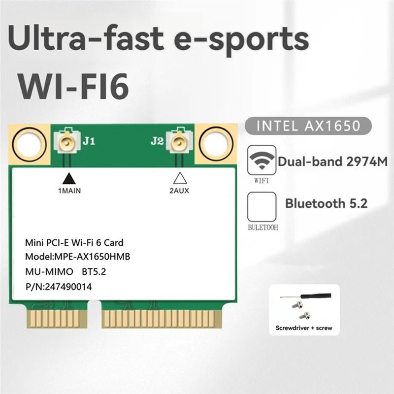 AAAEL-AX1650 Drahtlose WLAN-Karte 2,4G/5G 2974M Dual-Band AX1650 Drahtlose WLAN-Karte Bluetooth 5.2 Gigabit Drahtlose Netzwerkkarte