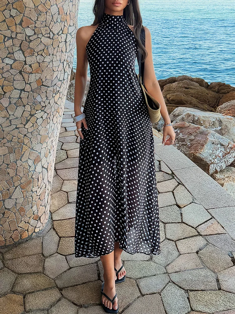 

Повседневное платье в классическом стиле для отпуска, французское ретро-платье с вырезом-халтер из шифона, новинка весна-лето 2026