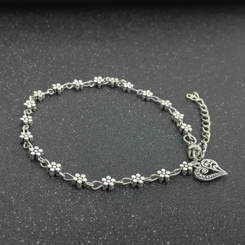Heart & Flowers Anklet Foot Chain Boho Beach Beads Aolly Plum Blossom Anklets for Women Girl