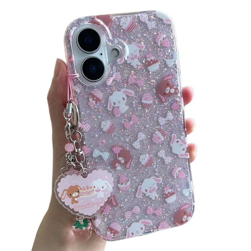 Sanrio Sugarbunnies Kawaii Capa de telefone adequada para iPhone 16 15 14 Pro Série de camada dupla Capa protetora de telefone Presente de feriado