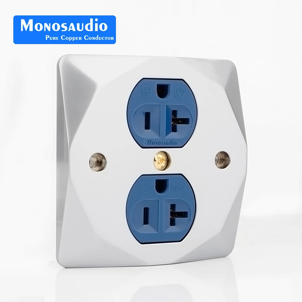 Monosaudio P86 +DP1G/R  Pure Red Copper Gold/Rhodium Plated US AC Power Receptacle Wall Outlet Copper Socket 20A 125V AC