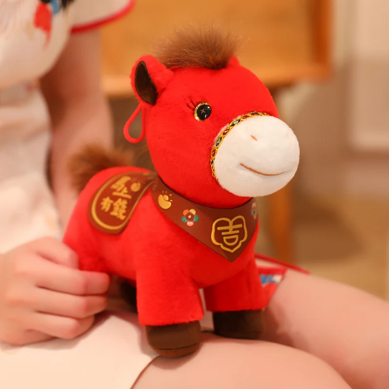 

New Year Decor Gift 20/25cm Cute Red Lucky Horse Plush Toy Exquisite Lovely Pony Plush Doll Stuffed Animal Horse Doll