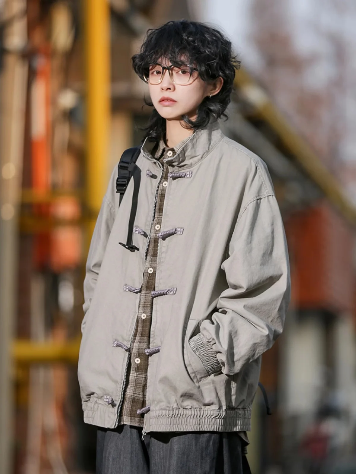 

Новая свободная повседневная мужская куртка в китайском стиле, весенне-осенняя модная верхняя одежда с воротником-стойкой и пуговицами на все сезоны