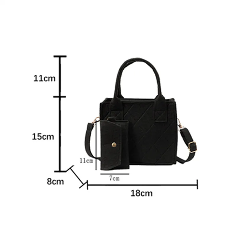 3 Stück/Set geprägte Damenhandtasche, stilvolle Umhängetasche, Clutch und Geldbörse, einfarbige quadratische Umhängetasche, Stoff für den täglichen Gebrauch – Detail 15