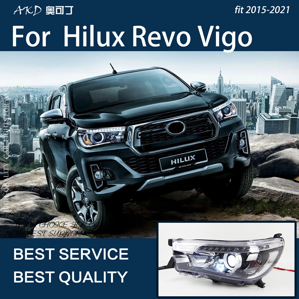 Car Lights For Hilux Revo Rocco Vigo 2015-2021 LED Auto Headlight Assembly Upgrade High Configure Angel Eyes Design Accessories