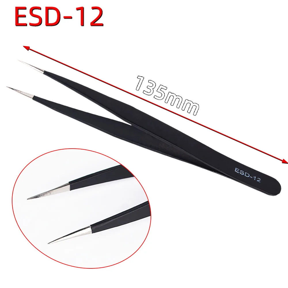 Imagem -02 - Blaubucht-pinças Eletrônicas Anti-estáticas Ferramenta Anti-magnética Cirúrgica Anatômica Pinça Smd Esd para Solda Pcs