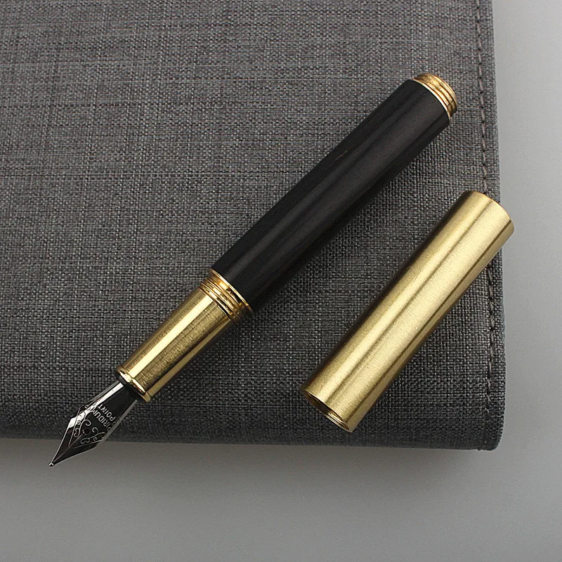 Klassischer Mini-Füllfederhalter aus Holz, braun, schwarz, tragbarer Tintenstift, EF/F-Spitze, kurz, für Büro, Schreiben, Weihnachtsgeschenk, Stifte – Detail 5