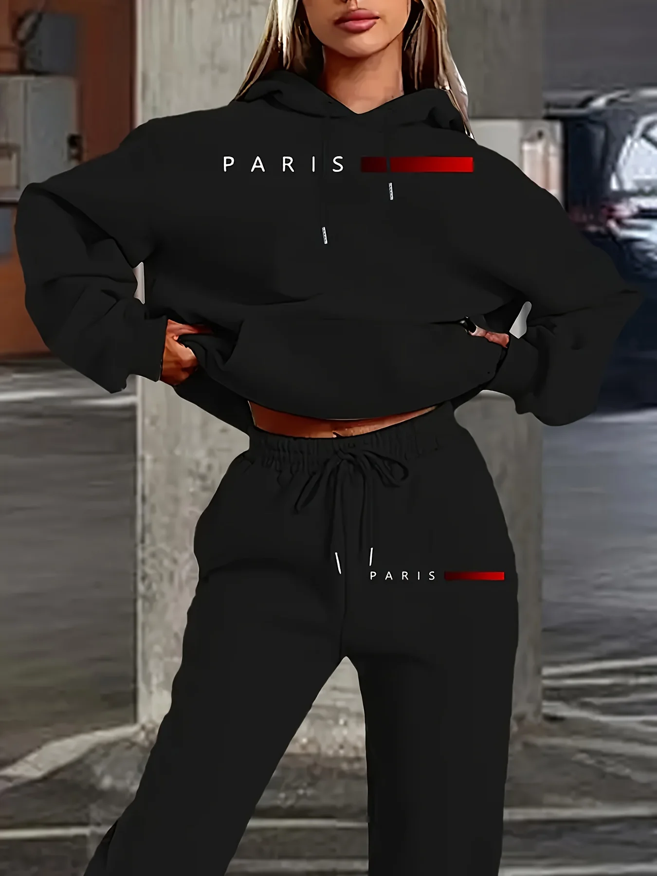 New Women's Sets Hoodie and Pants PARIS Letter Print High Quality Sports Suit Spring Autumn Aesthetic Activewear Women Clothing