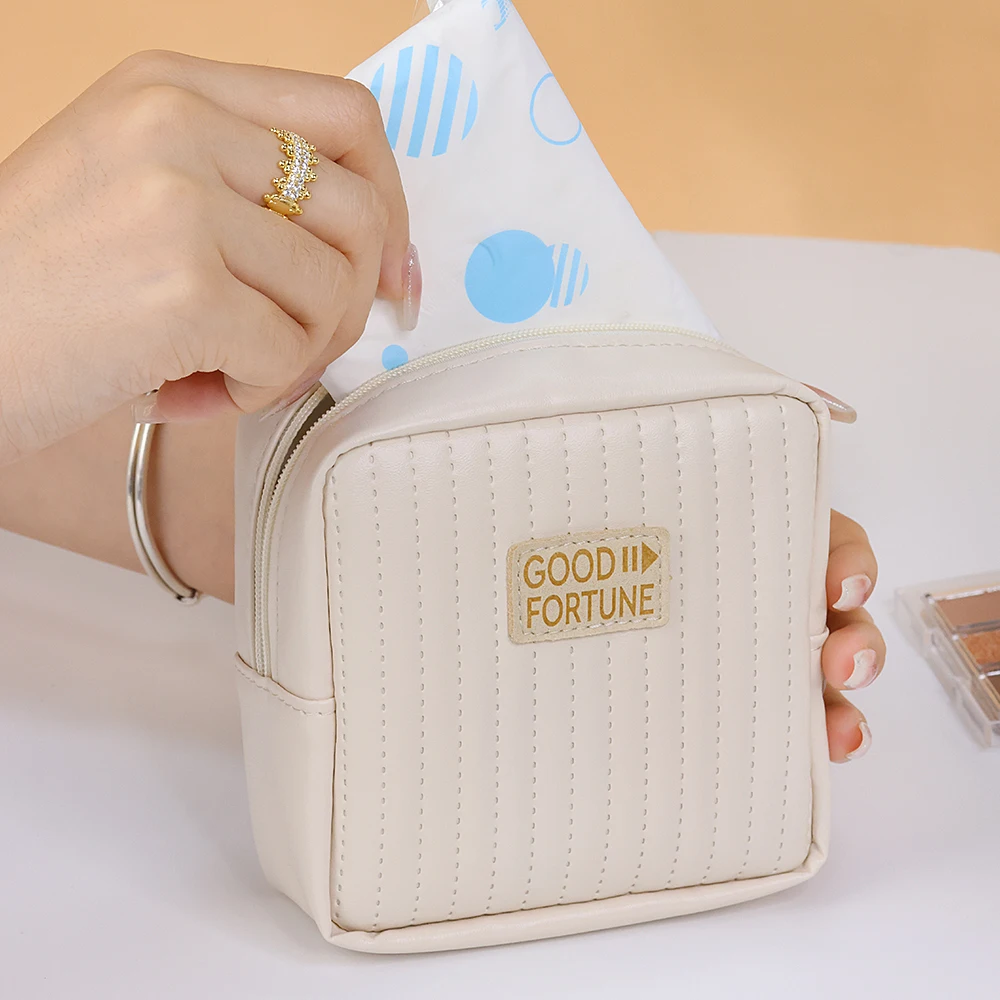 Ladies Makeup Bag Sanitary Napkin Storage Bag Portable Cute Waterproof Period Pouch Zipper Mini Travel Toiletry Organizer