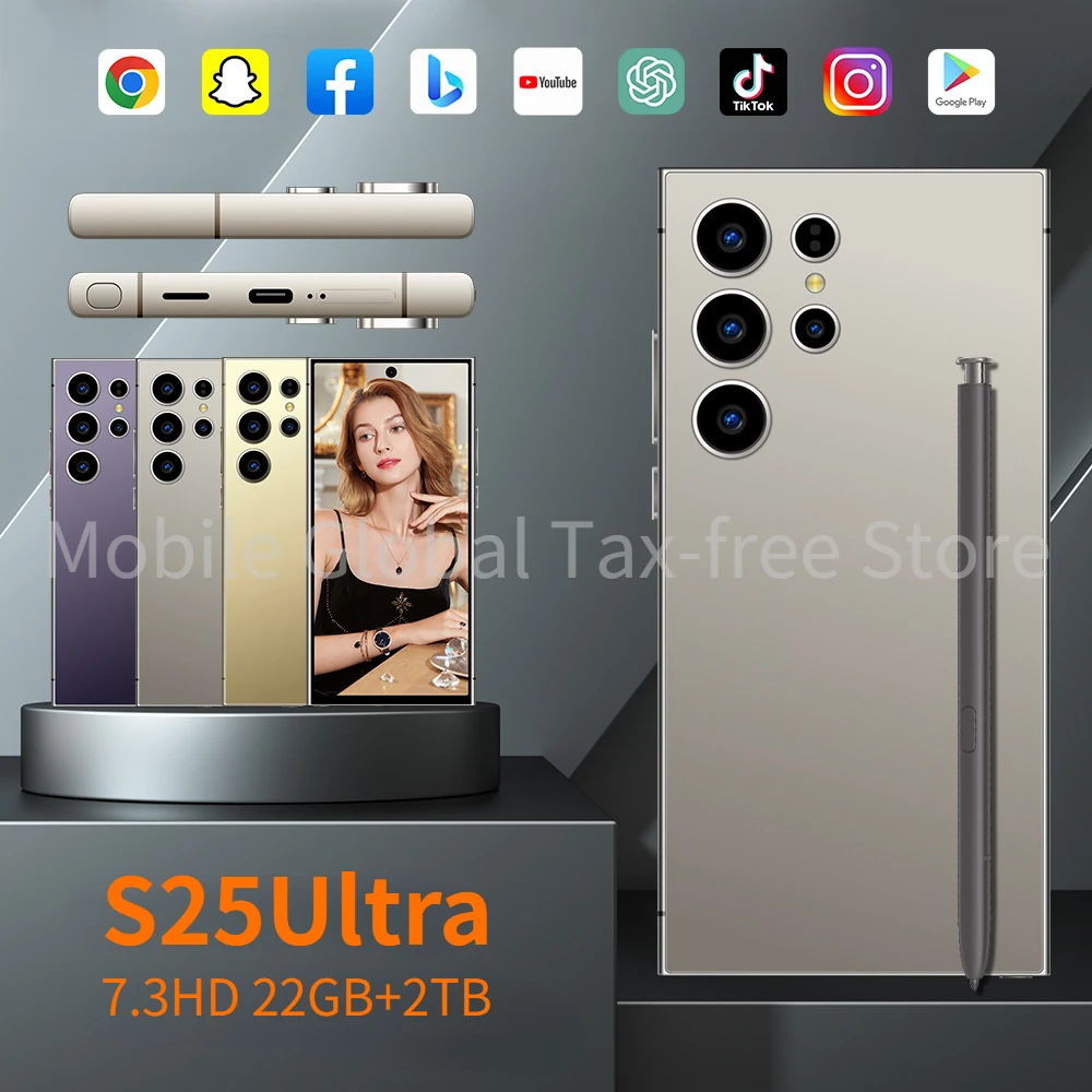 

S25 Ultra Mobile Phones 7.3 HD Screen SmartPhone Original 22GB+2TB 4G 5G Dual Sim Celulares Android Unlocked 7000mAh S24 Ultra