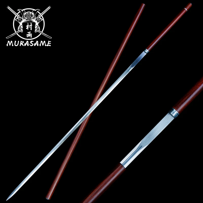 Chinese Straight Sword Manganese Steel Wood-grain Iron Sheath Rapier Jian Swords Martial Art Training Katana Display Ornament
