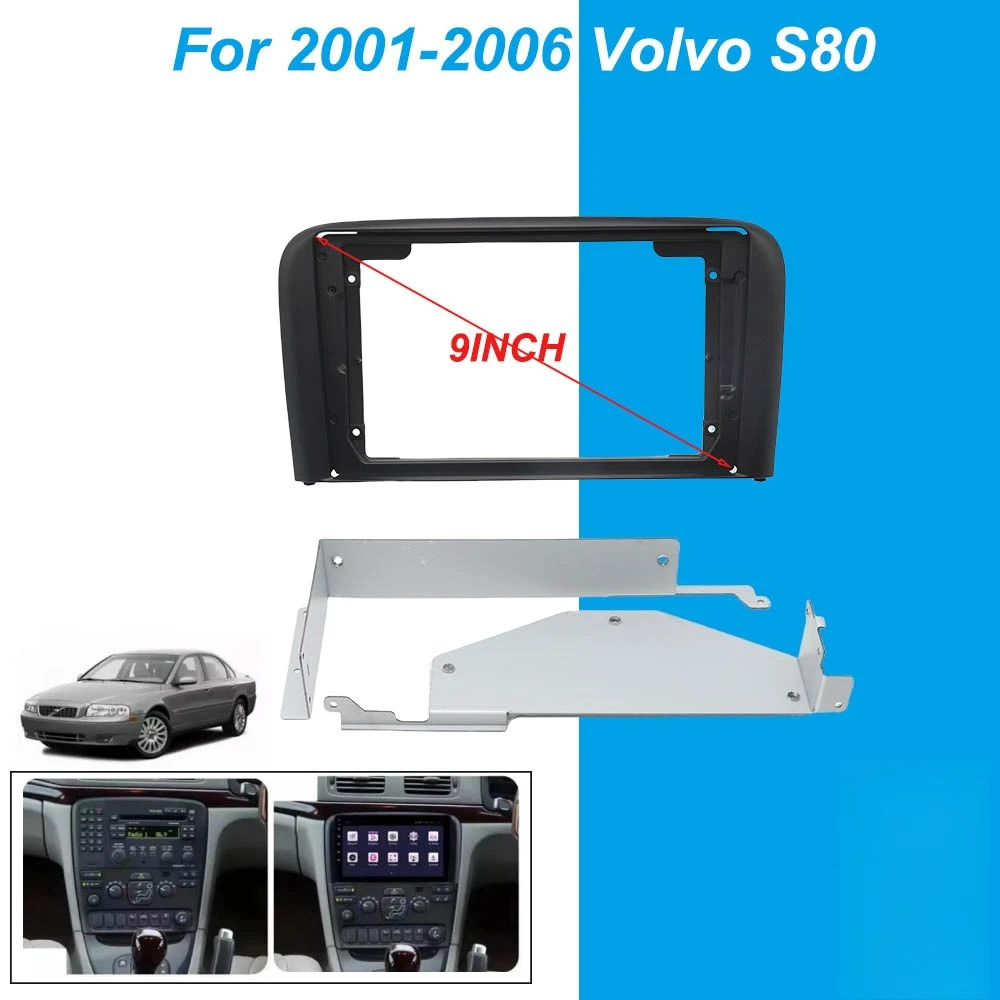 

9 Inch Car Frame Fascia Adapter Canbus Box Android Radio Dash Panel Kit For Volvo S80 2001-2006