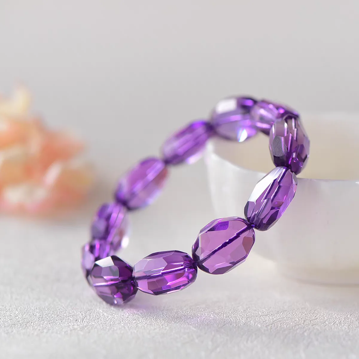 Natural Lavender Amethyst Quartz Barrel Abacus Bracelet 12x9mm Clear Faceted Beads Amethyst Gemstone Wealthy AAAAAA